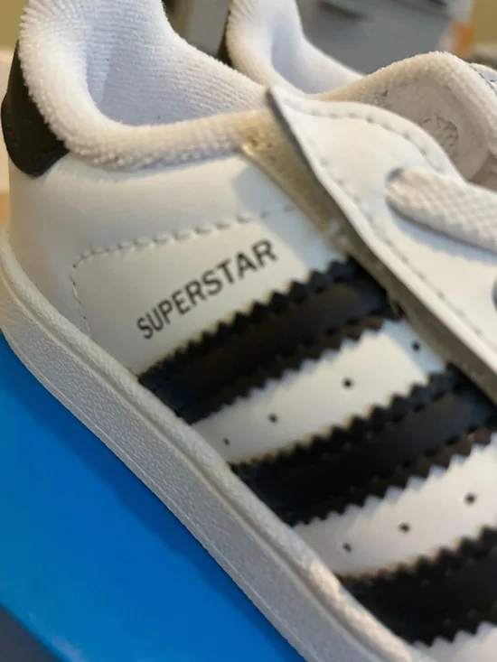 Adidas Kids' White & Black Superstar Sneakers with Side Strap - Picture 3 of 8